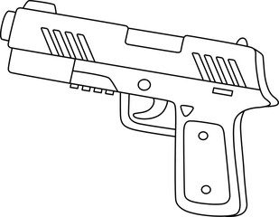 Police Officer Hand Gun Isolated Coloring Page 