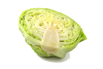 Half of white cabbage isolated on white background