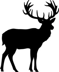 Majestic Deer Silhouette: Graceful Outline of a Deer, Minimalist Design, Perfect for Wall Art, Home Decor, Stickers, or Logos