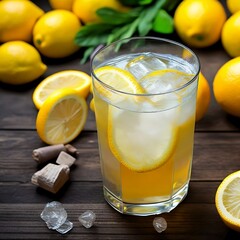 glass of lemonade and lemons