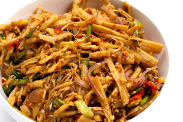 Spicy bamboo shoot salad. Thai food