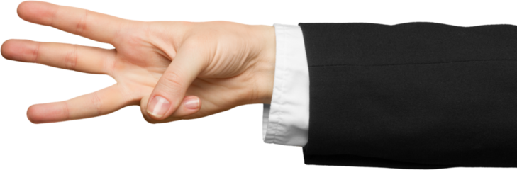 Hand holding up three fingers - isolated image