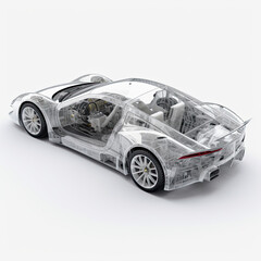 car isolated on white background, blueprint, design study