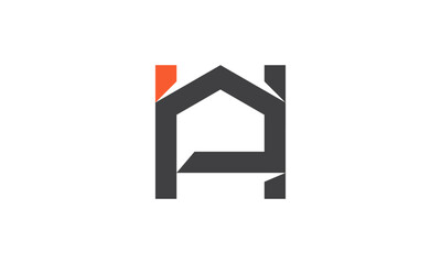 Creative Vector Illustration Business Logo Design. Letter P Home House Building Combination