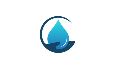 Creative Vector Illustration Business Logo Design. Letter C, Hand and Drop Water Combination