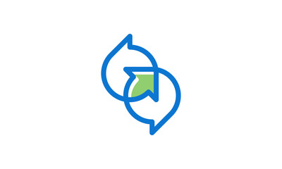 Creative Vector Illustration Business Logo Design. Communication Arrow Bubble Chat Combination