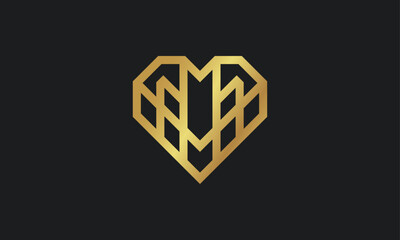 Creative Vector Illustration Business Logo Design. Letter M and Heart Love Combination