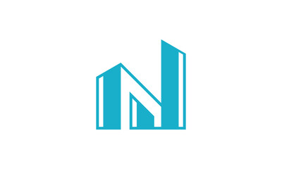 Creative Vector Illustration Business Logo Design. Initial Letter N and Letter J with Building Concept.