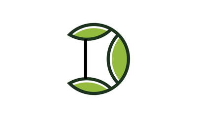 Creative Vector Illustration Business Logo Design. Initial Letter D with Nature Leaf Concept.