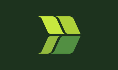 Creative Vector Illustration Business Logo Design. Initial Letter D with Nature Leaf Concept.