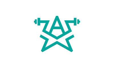 Creative Vector Illustration Business Logo Design. Letter A, Letter W, Star Dumbbell Gym Fitness