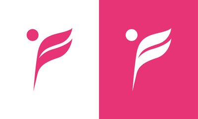 Creative Vector Illustration Business Logo Design. Letter F Free People Dancing