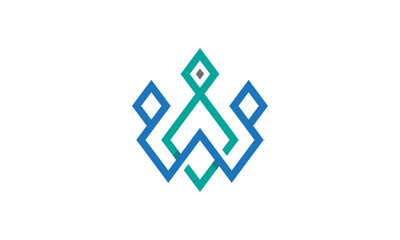 Creative Vector Illustration Business Logo Design. Crown Letter A and Letter W Combination