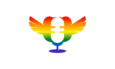 Creative Vector Illustration Business Logo Design. LGBT Podcast Love Birds 