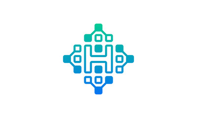 Creative Vector Illustration Business Logo Design. Letter H Connecting Dot Digital Logo Design