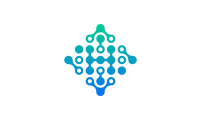 Creative Vector Illustration Business Logo Design. Letter H Connecting Dot Digital Logo Design