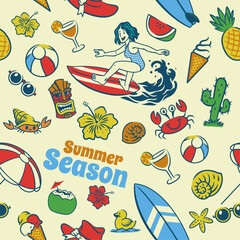 Seamless Pattern Beach Girl Holiday