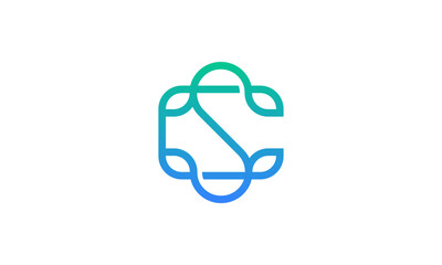 Creative Vector Illustration Business Logo Design. Initial Letter S and Letter C with Leaf Concept.