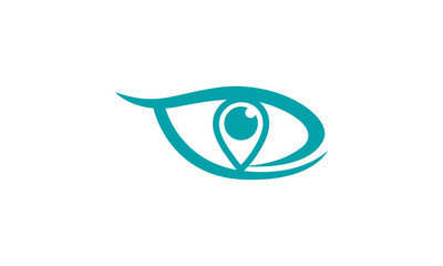 Creative Vector Illustration Business Logo Design. Eye with Pin Location Concept.
