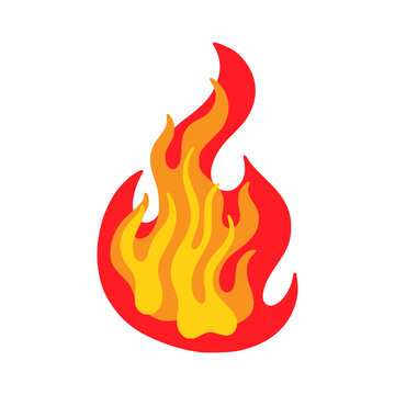 Fireflame. Cartoon hell fire flame, hot blaze tattoo, firefighter or fireplace sign, red, yellow and orange inferno firewall, colorful bonfire heat, temperature. Vector isolated template