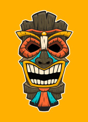 Tiki God Mask Cartoon Pacific