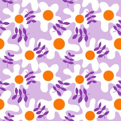Cartoon summer seamless strawberry and scrambled eggs pattern for wrapping paper and fabrics and linens