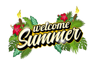 Welcome Summing Greeting Design Tropical