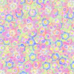 quadratische fläche gefüllt mit einer vielzahl verschiedener blüten in verschiedenen harmonisch abgestimmten farben, modern art
