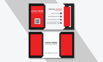 Business card, Personal business card, Red and dark black color professional business card design with image, Red Corporate Business Card Layout, 
By Graphicarch 