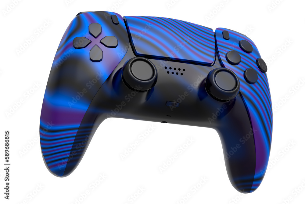Aufkleber realistic video game joystick with seamless wavy pattern on white background