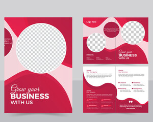 Bi fold Brochure Design Layout, Vertical Bi fold Brochure, company profile template design, creative and minimalist bi fold business company brochure magazine template design with a modern concept.