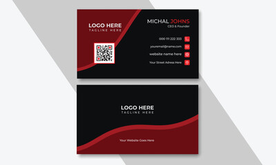 Red Corporate Business Card Layout, Simple and clean business card design, Personal visiting card with company logo. Vector illustration, Modern and simple business card design