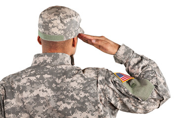 Veteran military salute saluting isolated soldier uniform