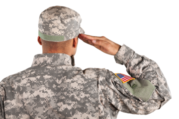 Veteran military salute saluting isolated soldier uniform