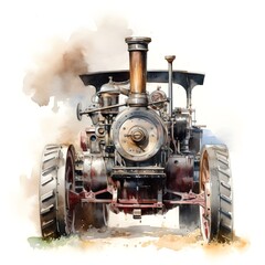 steam tractor isolated on a white background