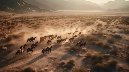 Fototapeta na wymiar A herd of horses, generative ai