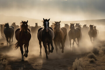 A herd of horses, generative ai