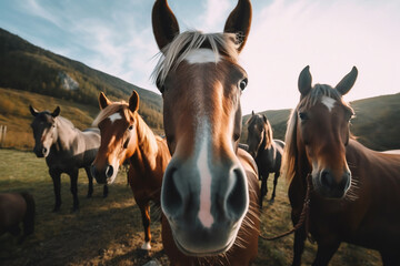 selfie horse on the farm, generative ai