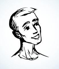 Smile man face. Vector drawing