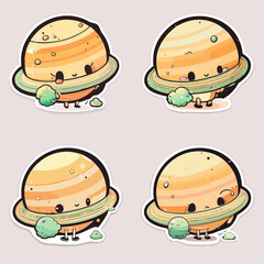 
planet set of cartoon animal icons
