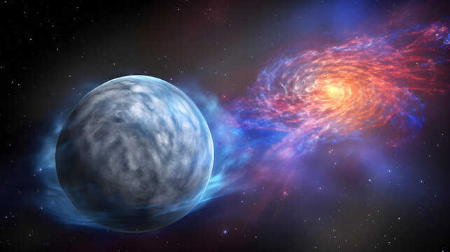 neutron star and planet in space generative ai