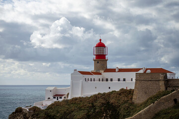 Lighthouse of Cabo de São Vicente in Sagres, Portugal on February 27, 2023