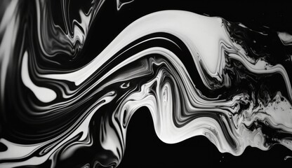 Black and white flowing liquid, Generative Ai