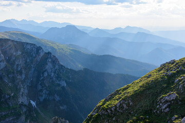 Naklejka premium Mountain landscape with a view of the panorama of the peaks of the Western Tatras