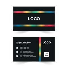 Simple and Colorful Black Business Card Template