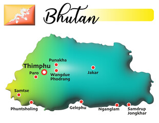 Bhutan, Fläche und Flagge