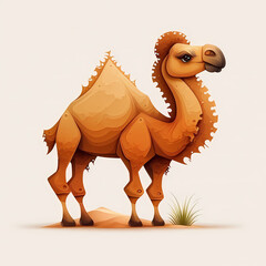 Camel cartoon animal isolated on white background. Generative AI
