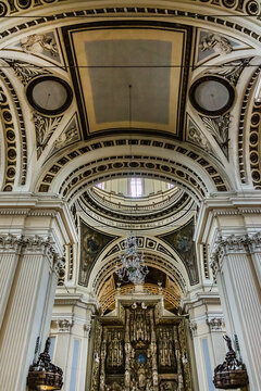 Interior of Cathedral - Basilica of Our Lady of the Pillar (Catedral-Basilica de Nuestra Senora del Pilar, 1754). Zaragoza, Aragon, Spain. NOVEMBER 21, 2013.