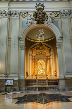 Interior of Cathedral - Basilica of Our Lady of the Pillar (Catedral-Basilica de Nuestra Senora del Pilar, 1754). Zaragoza, Aragon, Spain. NOVEMBER 21, 2013.