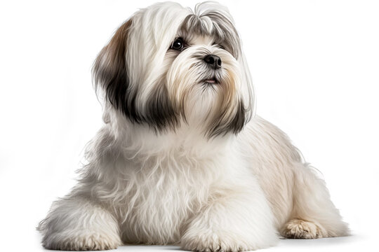Pure Perfection: Captivating Traits of Lhasa Apso Dog on a White Background